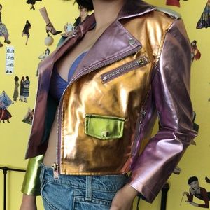 Dolls Kill Rainbow Moto Jacket